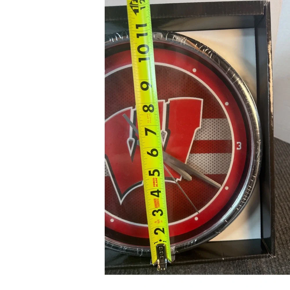 Wisconsin Badgers 12 Inch Chrome Wall Clock The Memory Company NCAA Red White